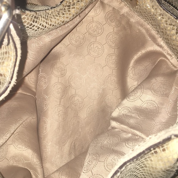 Large Michael Kors Bedford Angora Tan Python Bag - Picture 4 of 8